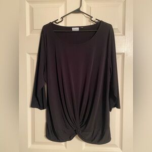 Kim Rogers Black 3/4 Sleeve Tie Front Blouse
